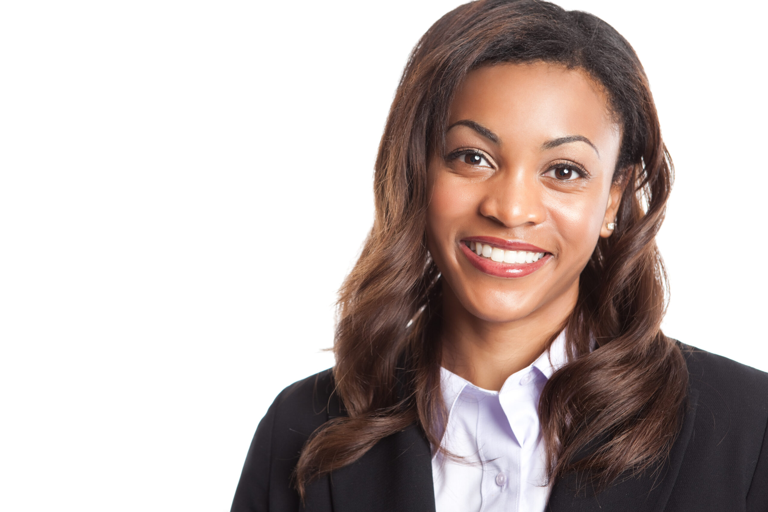 An isolated shot of a happy black businesswoman